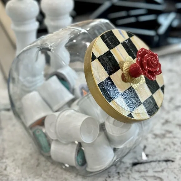 Hand Crafted Courtly Check cookie jar glass canister - Picture 1 of 7